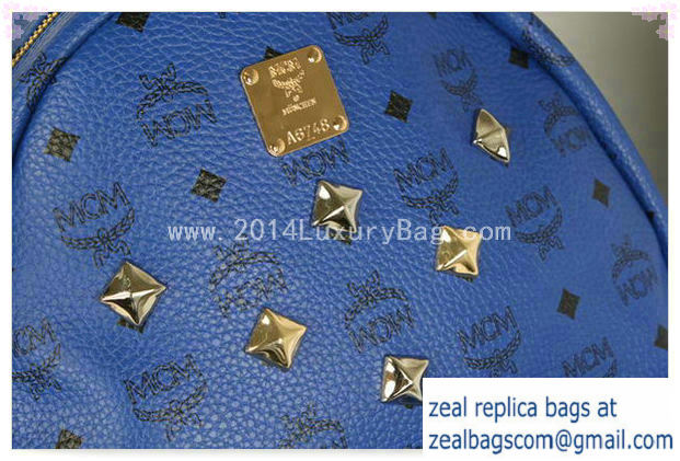 High Quality Replica MCM Stark Backpack Jumbo in Calf Leather 8006 Blue - Click Image to Close